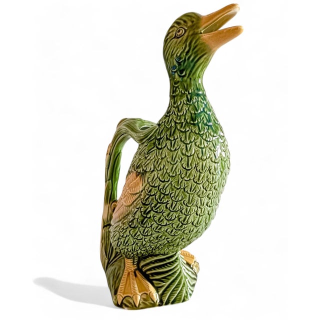 French Majolica Duck Pitcher by Keller & Guerin for Saint Clement, 1900s For Sale - Image 4 of 16
