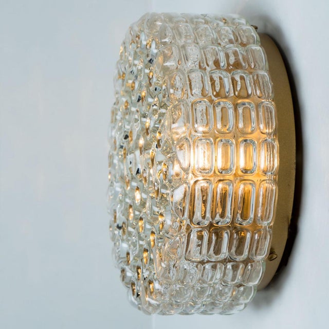 Gold Round Clear Bubble Glass Wall Lights in the style of Helena Tynell, 1970, Set of 2 For Sale - Image 8 of 15