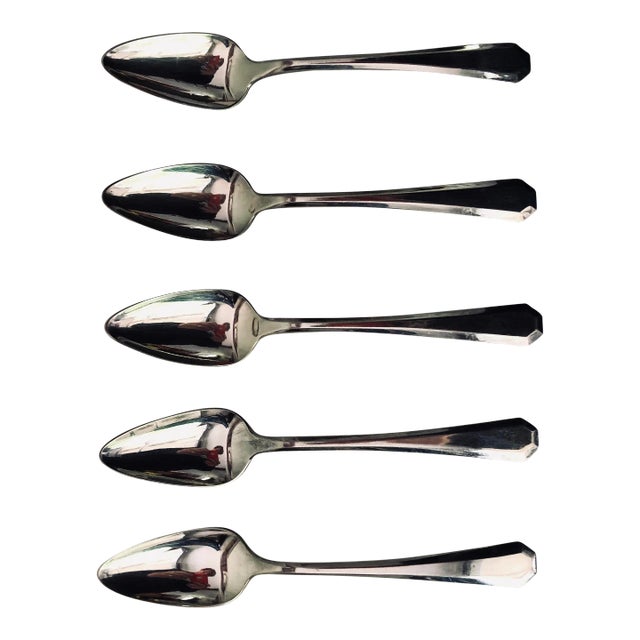 1917 Wm Rogers Silverplate Lincoln Pattern Ice Cream / Fruit Spoons- Set of 5 For Sale