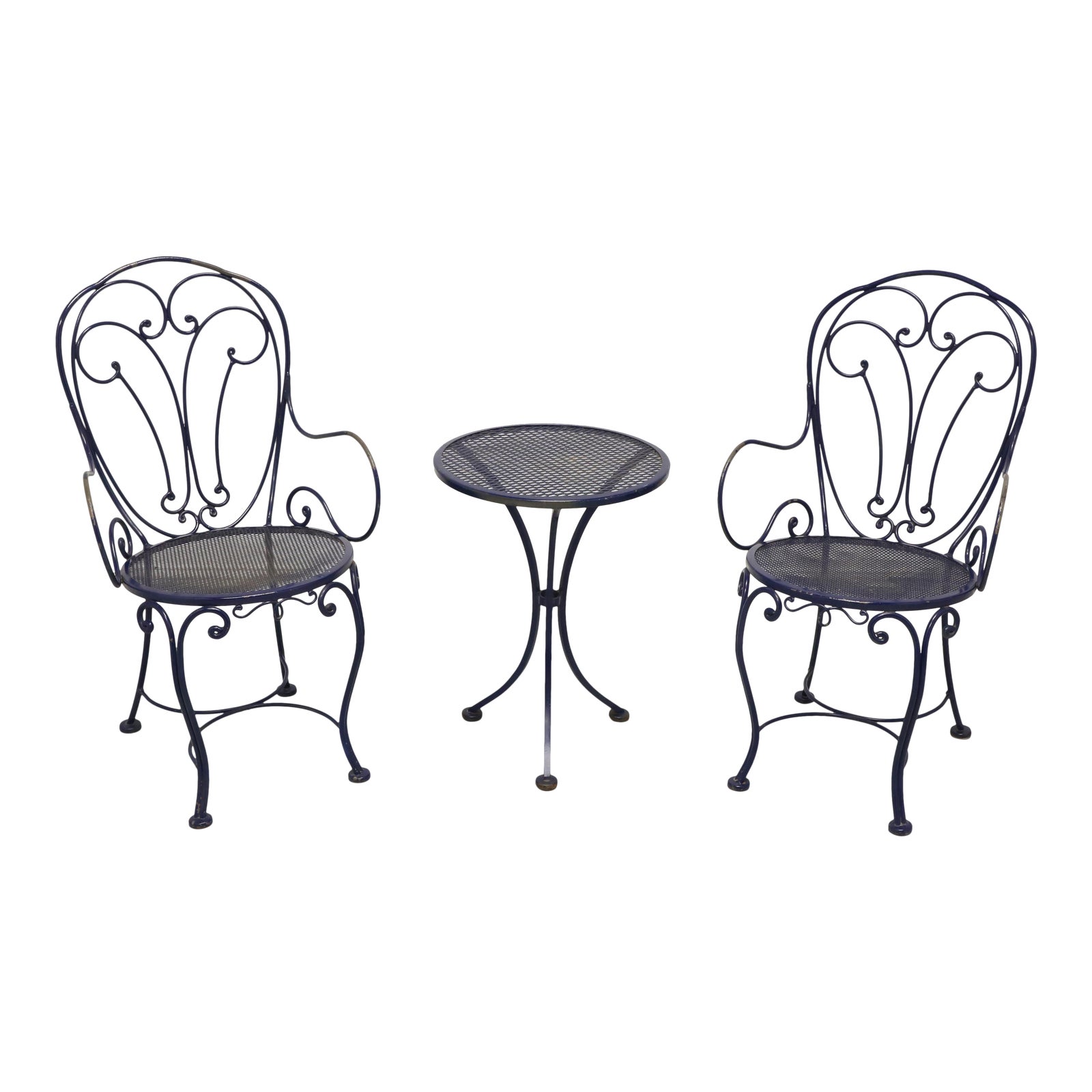 Vintage Wrought Iron Patio / Bistro Set 3 Pieces Chairish