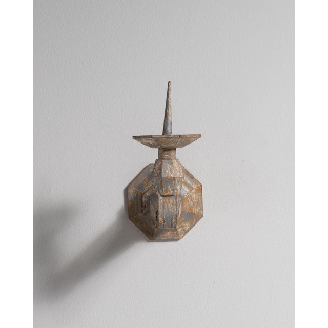 19th Century France Antique White Wood Candlestick For Sale - Image 15 of 15