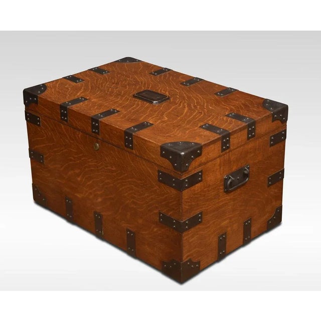 Antique Oak and Iron Bound Silver Chest For Sale - Image 9 of 9