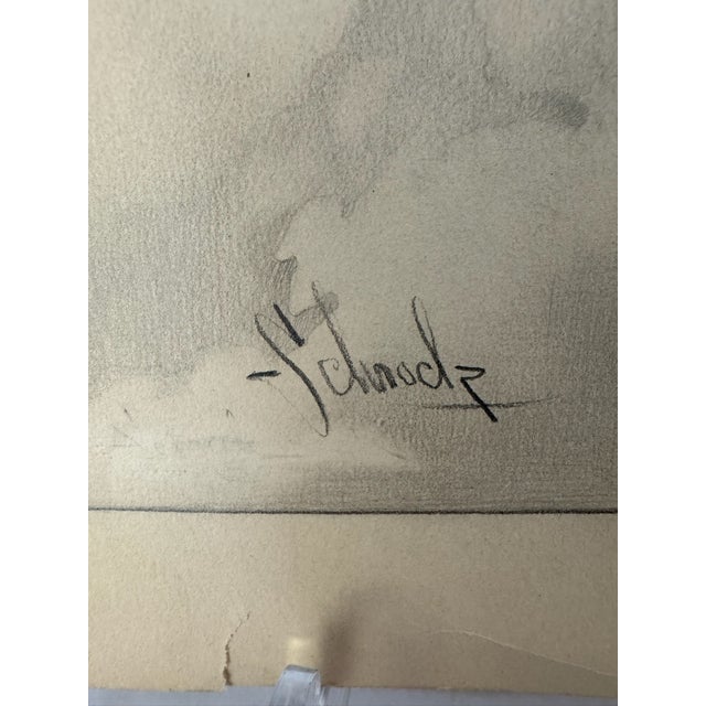 1940s Original Signed Graphite Illustration of Child on Diving Board, 13.5 × 10 In. For Sale - Image 4 of 5