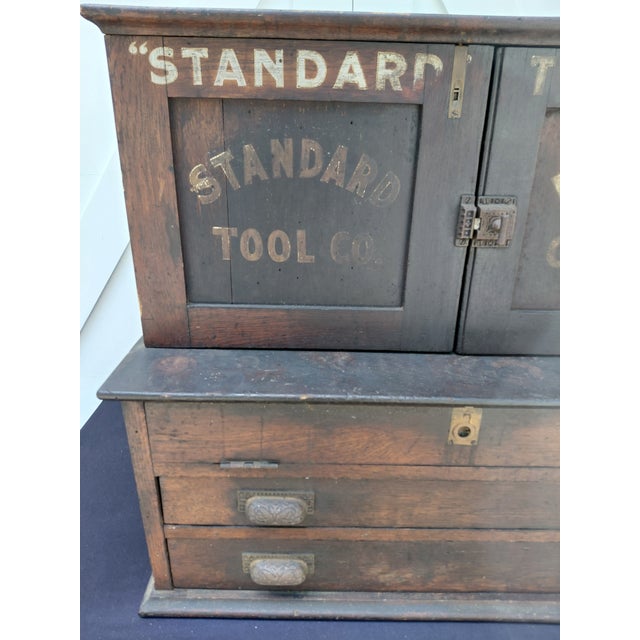 1920s 1920s Standard Tool Co. Twist Drill Machinists Cabinet Multi Drawer For Sale - Image 5 of 11
