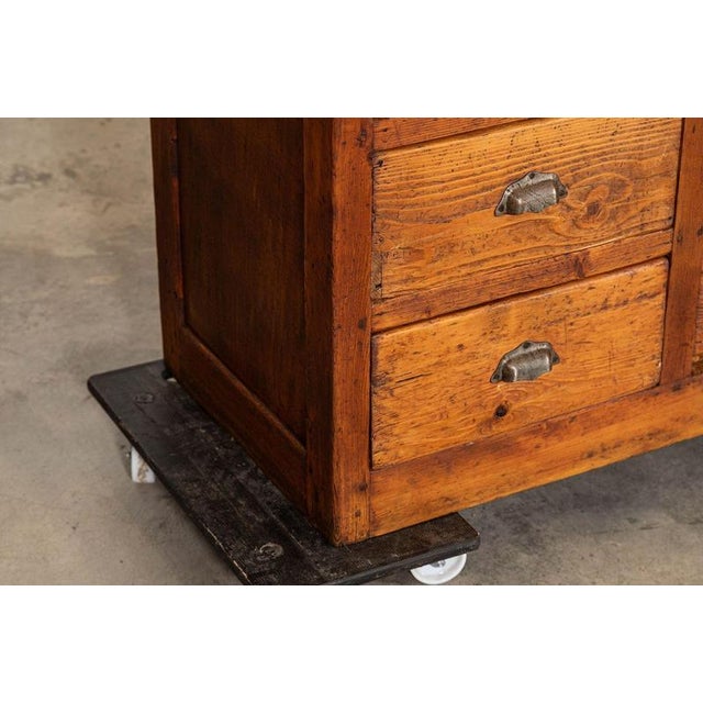 19th Century French Oak and Pine Drapers Counter, 1890 For Sale - Image 9 of 17