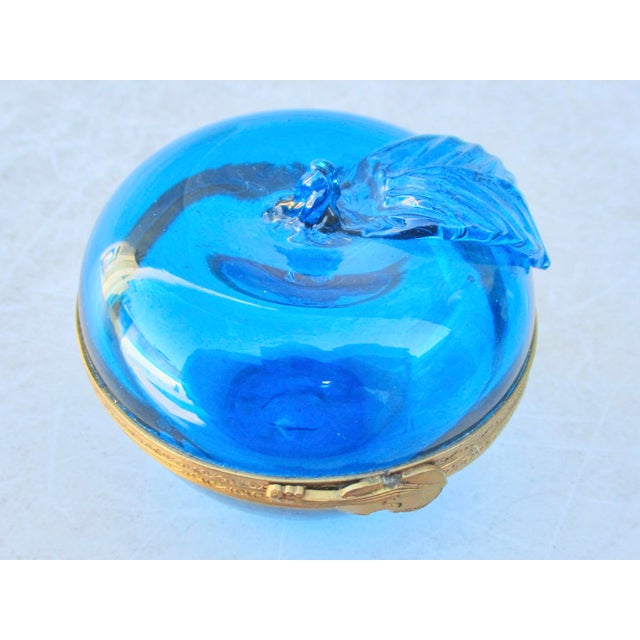 Blue French Blue Glass Apple Trinket Box Circa 1930s For Sale - Image 8 of 8