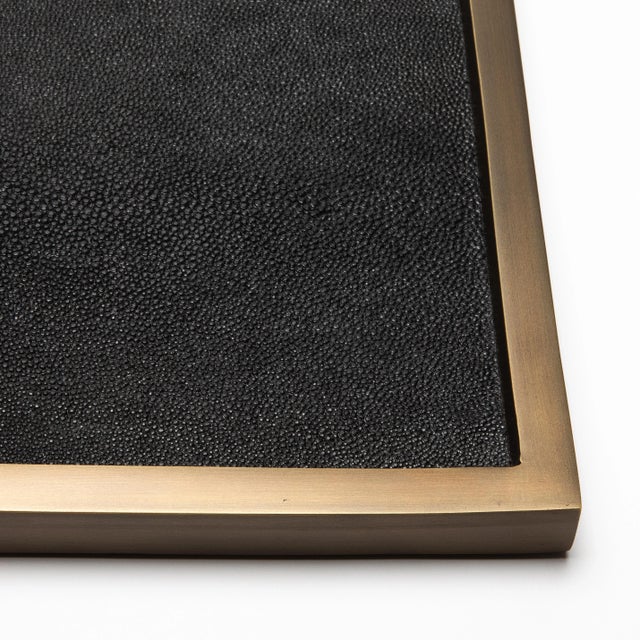 2020s Large Square Tray in Black Shagreen With Bronze Patina Brass by Kifu Paris For Sale - Image 5 of 5
