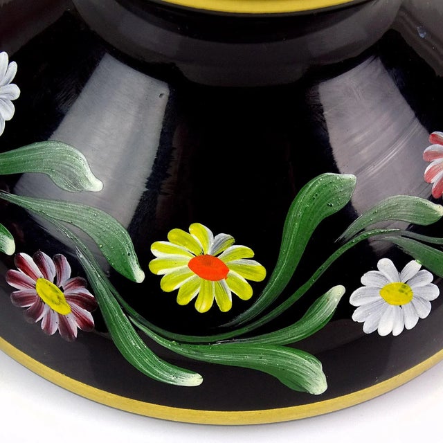 Glass Murano Millefiori Wild Flowers With Painted Pedestal Base Italian Art Glass Vintage Paperweight For Sale - Image 7 of 7