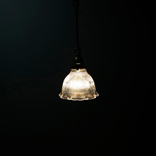 1940s Holophane Clear Glass Vintage Industrial Pendant Light 12 For Sale - Image 9 of 17