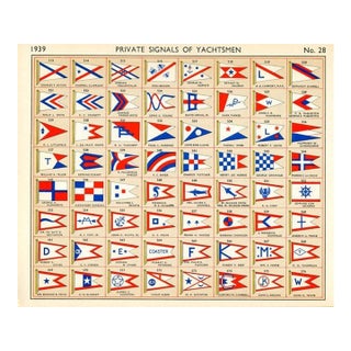1939, Yacht Owners Flags, Original Vintage Sailing Lithograph, #28 For Sale
