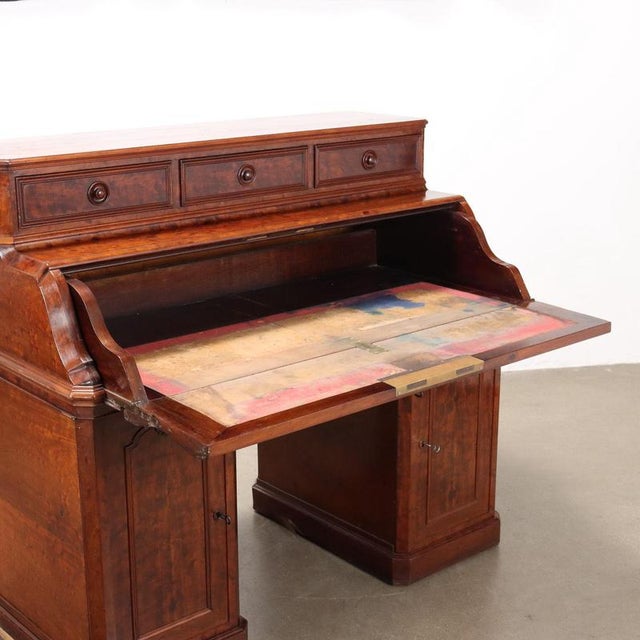 Antique Writing Desk in Mahogany and Oak For Sale - Image 4 of 15