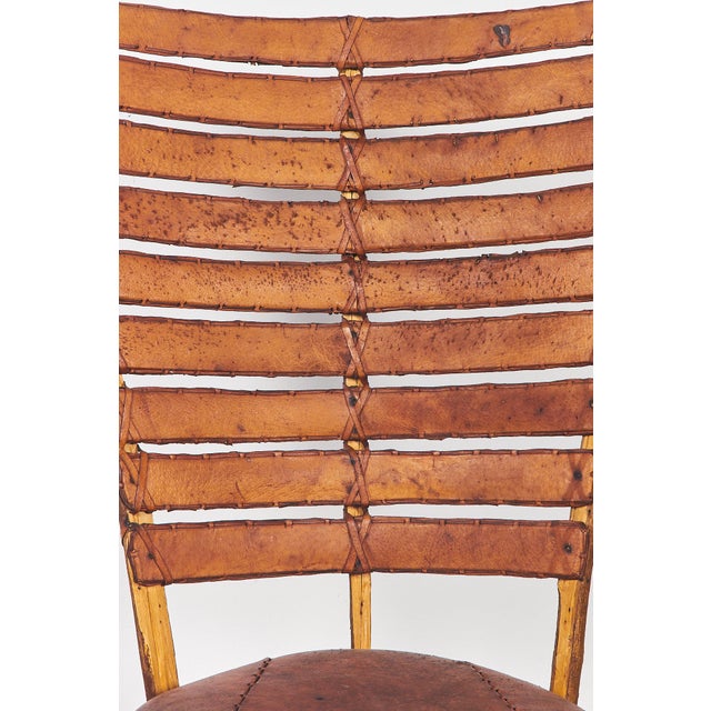 Vintage Chairs in Wood and Leather, 1960s, Set of 3 For Sale - Image 6 of 17