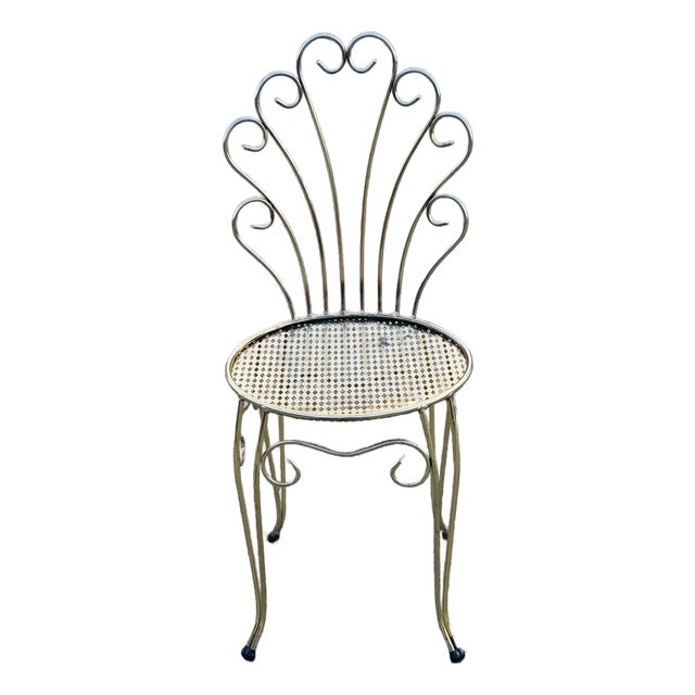 Vintage 1960s Gold Metal Vanity Chair For Sale