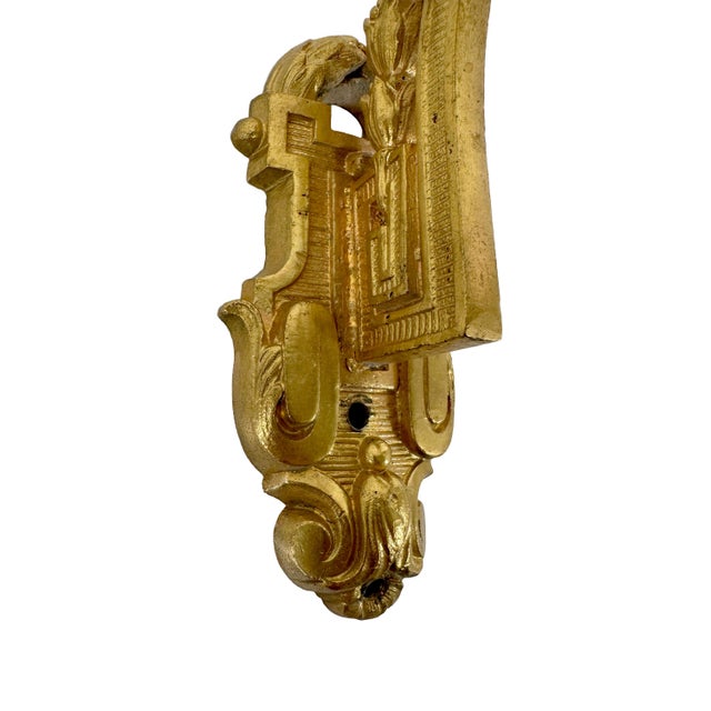 Vintage Brass Towel Bar or Curtain Rod With Ornate Cast Finials & Greek Key Mounting Brackets For Sale - Image 9 of 14