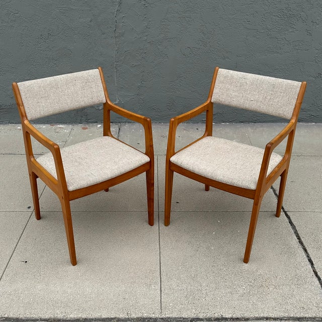 D-Scan Vintage Danish Modern Solid Teak Dining Chairs by D-Scan For Sale - Image 4 of 9