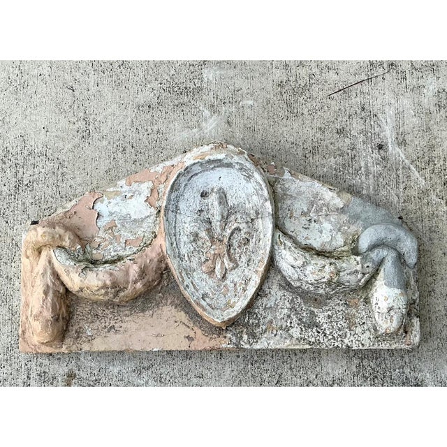 Vintage Cement Fleur-De-Lis Architectural Fragment For Sale - Image 11 of 12