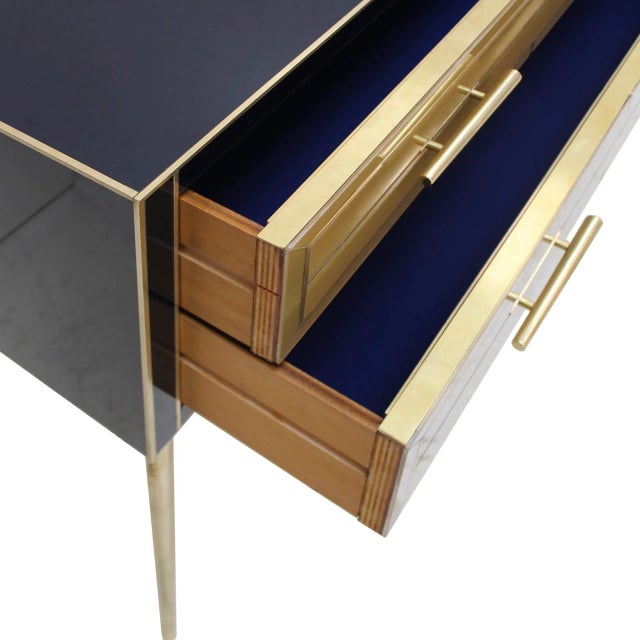 Metal Italian Solid Wood and Colored Glass Sideboard,1950s For Sale - Image 7 of 9