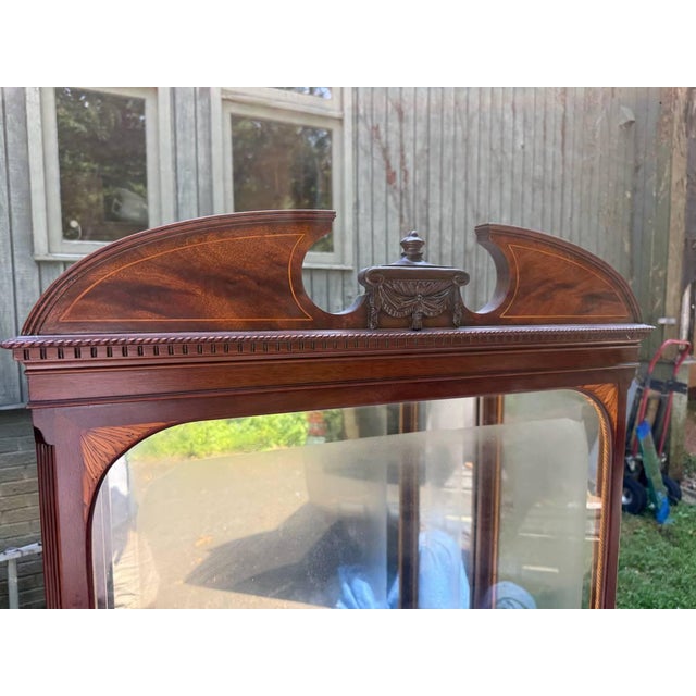 Pair of Vintage George III Carved Mahogany and Satinwood Inlaid Display Cabinets For Sale - Image 12 of 17