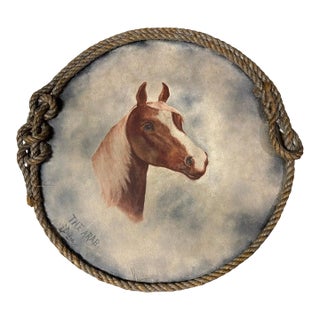 Signed & Dated 1899 Horse Painting on Board For Sale