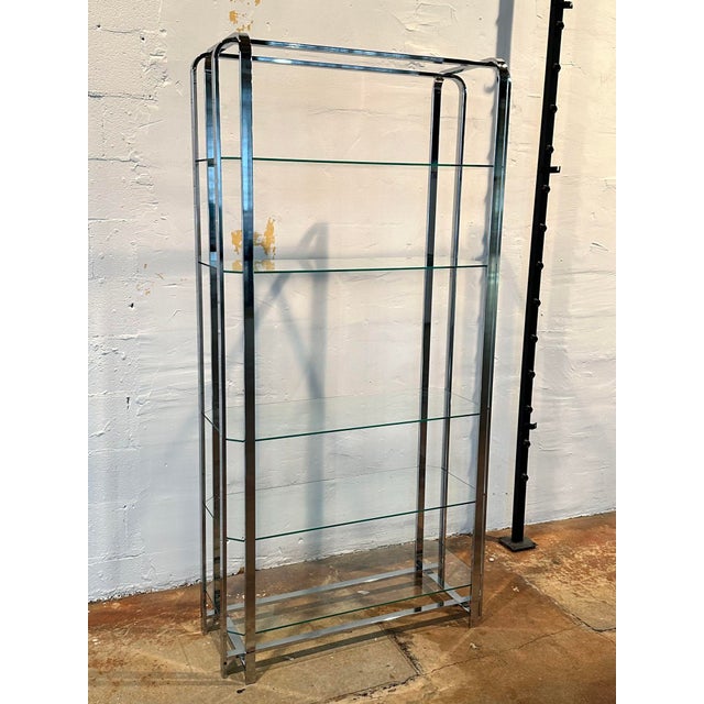 Milo Baughman Chrome and Glass Etagere/Bookshelf, 1960 For Sale - Image 4 of 5