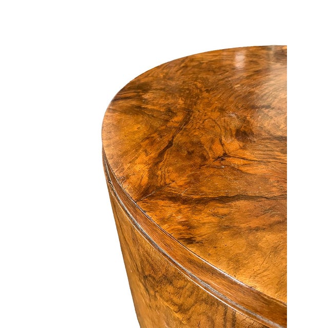 This occasional table has a burlwood veneer in walnut and features beautiful Italian craftsmanship. In the style of...