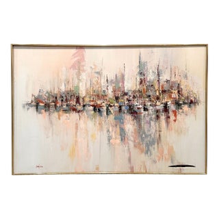 Oversized Original Oil on Canvas Painting "Afternoon Harmony" by Kerry Hallam, Signed For Sale