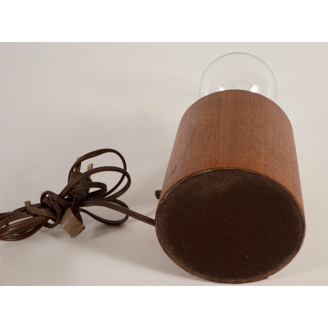 White Mid 20th Century Teak Wood Laurel Mushroom Table Lamp, Unmarked For Sale - Image 8 of 11