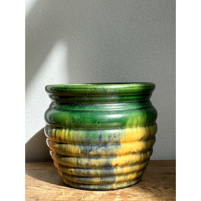 Rustic Vintage Boho Mixed Glaze Vase For Sale - Image 3 of 8