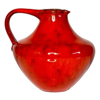 Handcrafted Red Studio Ceramic Jug Vase by Elly & Wilhelm Kuch, Germany, 1960s For Sale
