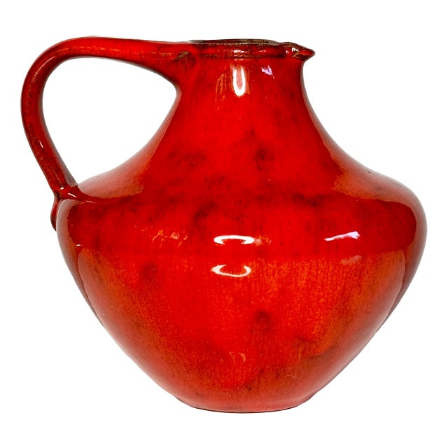 Handcrafted Red Studio Ceramic Jug Vase by Elly & Wilhelm Kuch, Germany, 1960s For Sale