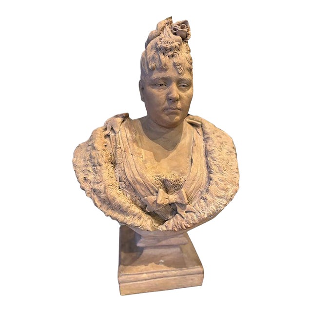 19th Century French Terracotta Bust of a Lady. For Sale