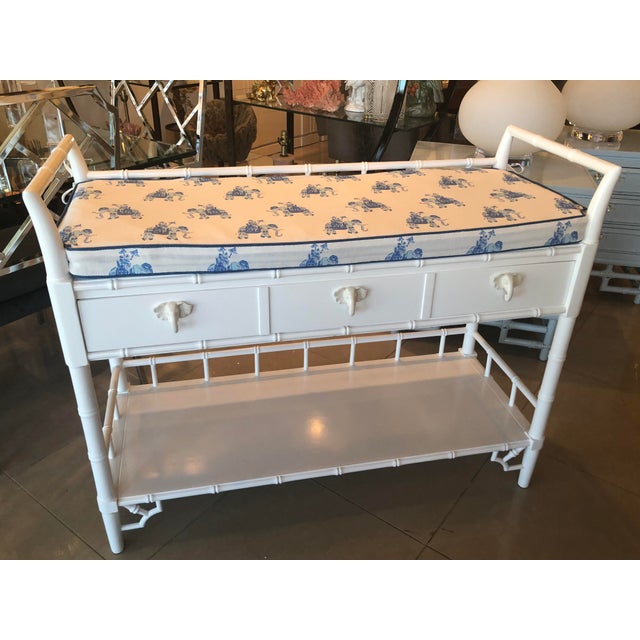 Vintage Lilly Pulitzer Boys Faux Bamboo White Lacquered Baby Changing Table For Sale In West Palm - Image 6 of 12