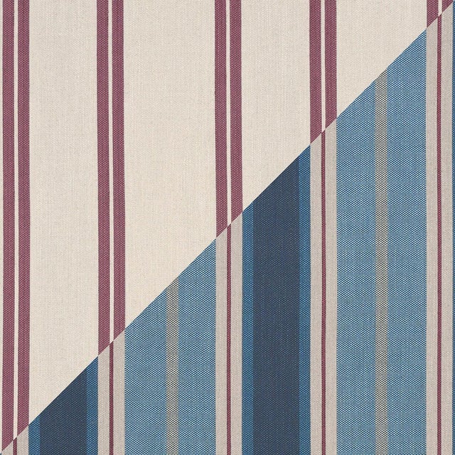 Schumacher Double Face Stripes Fabric In Denim Rosé For Sale In New York - Image 6 of 6