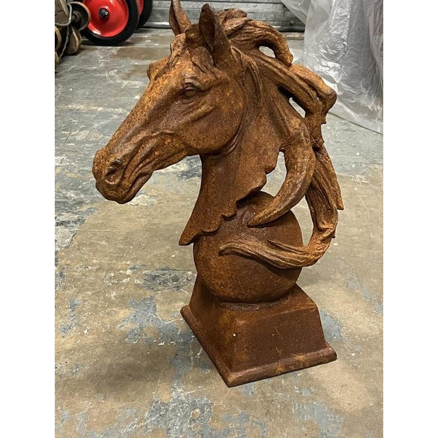 Large Cast Iron Horse Head Statue For Sale - Image 6 of 6