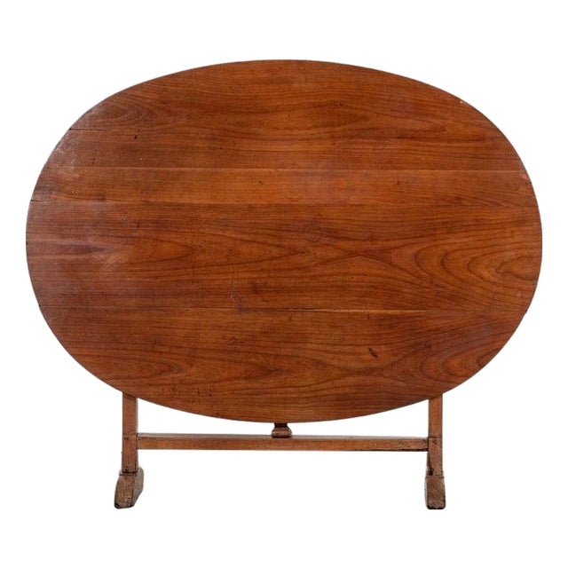 Large French Oval Fruitwood Vendange Wine Table, 1880 For Sale