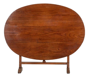 Large French Oval Fruitwood Vendange Wine Table, 1880
