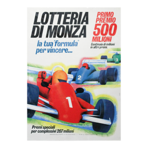 1980s Italian Car Poster, Lotteria Di Monza