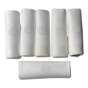 Antique French Linen Dinner Napkins, Monogrammed, Set of 6 | C. 1900s