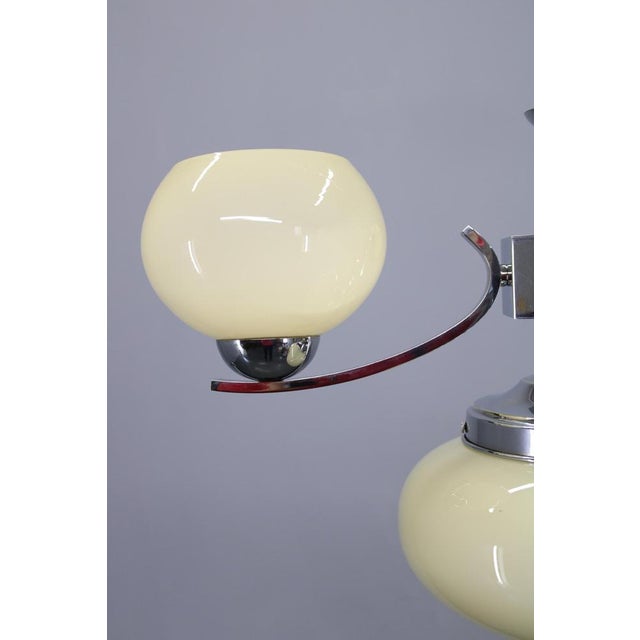 Art Deco Chandelier in Chrome and Champagne Glass, Czechoslovakia, 1930s For Sale - Image 4 of 11