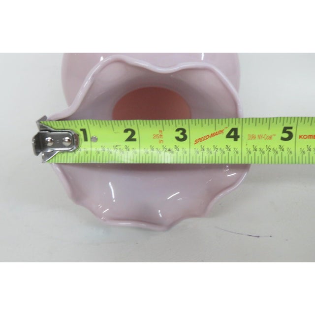 Lavender Art Glass Vase Tapered Bulbous Shape With Ruffled Pie Crust Rim 4882b For Sale In Miami - Image 6 of 8