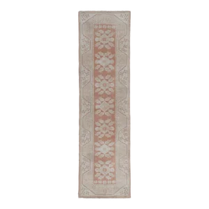 Vintage Handknotted Turkish Oushak Rug Runner 2'7'' X 9'2''