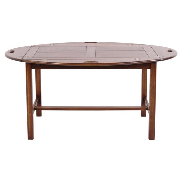 Large Butler Coffee Table in Polished Mahogany with Brass Fittings, 1940 For Sale - Image 12 of 12