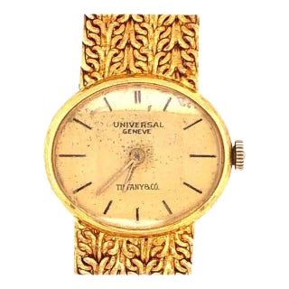 Tiffany & Co. Attrib.Universal Genève Ladies 18 Karat Yellow Gold Watch and Band For Sale