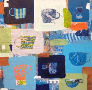 Flea Market Mugs Contemporary Abstract Painting by Tracy Allegro