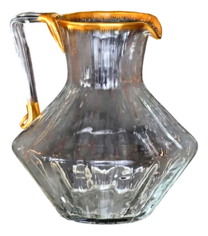 Jug in Translucent Ribbed and Gilded Glass Ducal Model from Daum, 1890s