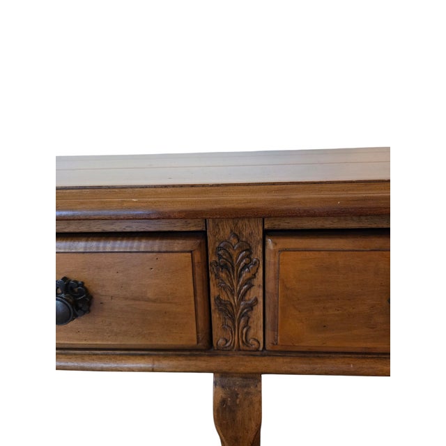 Bassett Country French Console Table Vintage Provincial Wood Sofa Server 2 Drawer For Sale - Image 11 of 12