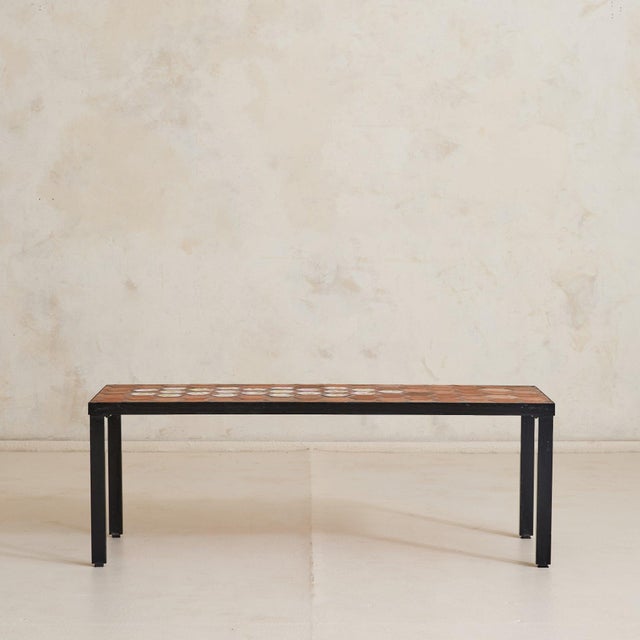 1950s French Hexagonal Floral Ceramic Tile Coffee Table by Roger Capron No. 02, 1950s For Sale - Image 5 of 11