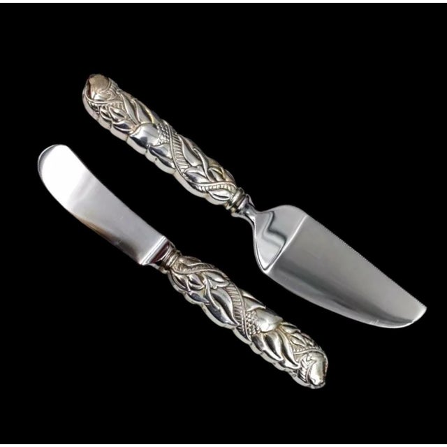 Metal Tiffany & Co Estate Cheese Knife 7.125" & Pate Butter Spreader 6.5" Silver For Sale - Image 7 of 8
