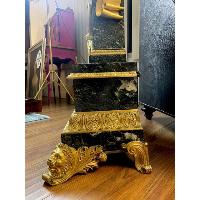 Green Honoré Pons 19th Century Monumental Sized French Empire Mantel Clock For Sale - Image 8 of 13