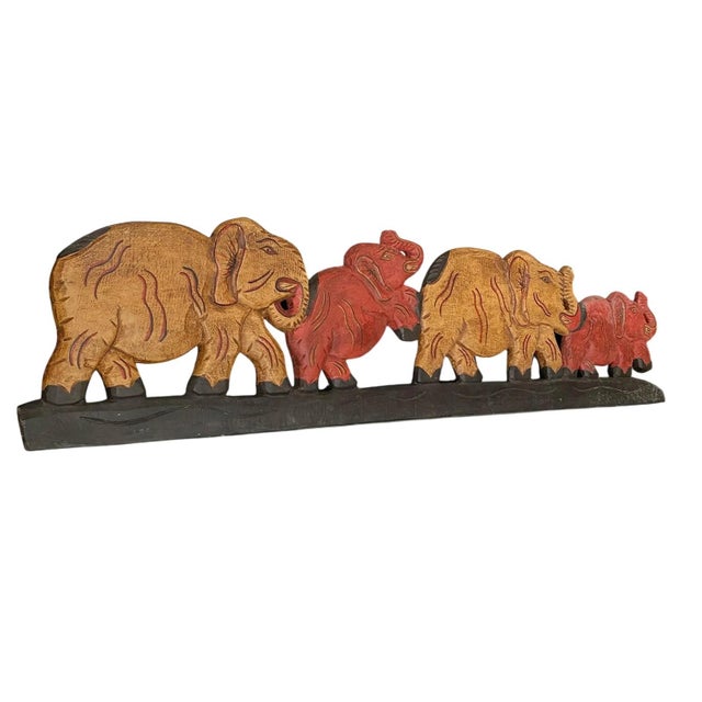 African 1990s Carved Wooden Elephant Over the Door / Wall Hanging Bohemian Decor India For Sale - Image 3 of 6